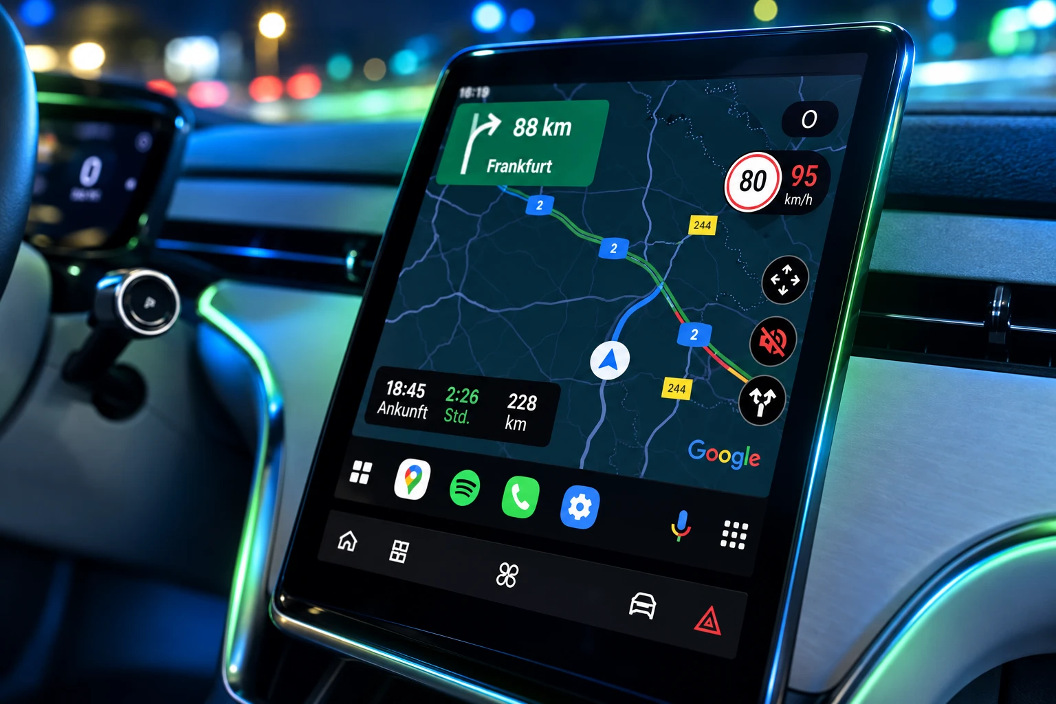 Google Maps Android Auto always-on speedometer speed limits