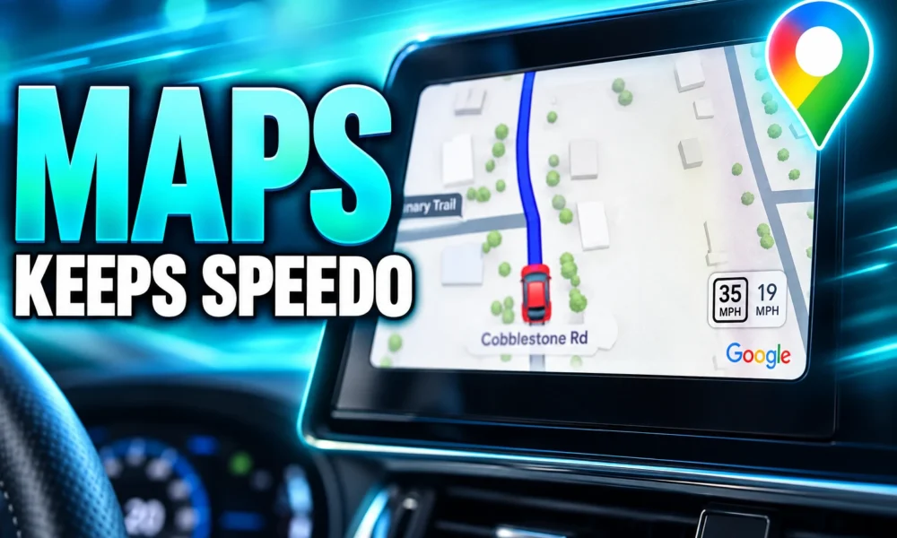 Google Maps Android Auto always-on speedometer speed limits